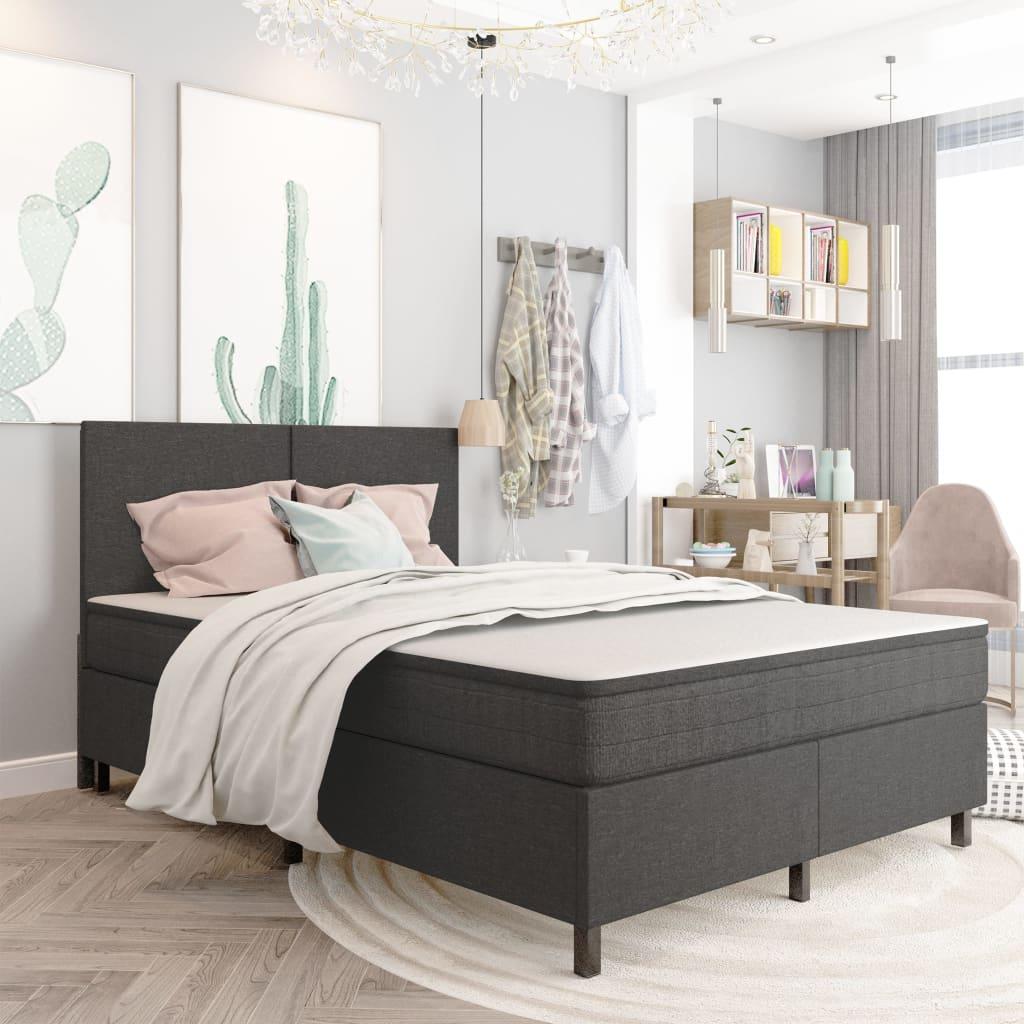 Grå Seng Med Springmadras 140x200 Stof ørke - Senge  - 8720286015377