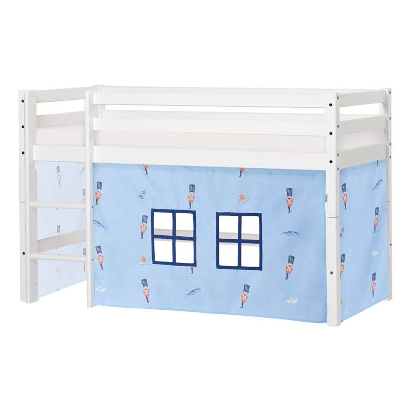 Hoppekids Eco Dream Halvhøj Seng . Tin Soldier Forhæng Madras 70x160 . Delbar Hvid - Hoppekids Senge  - 5706558707389