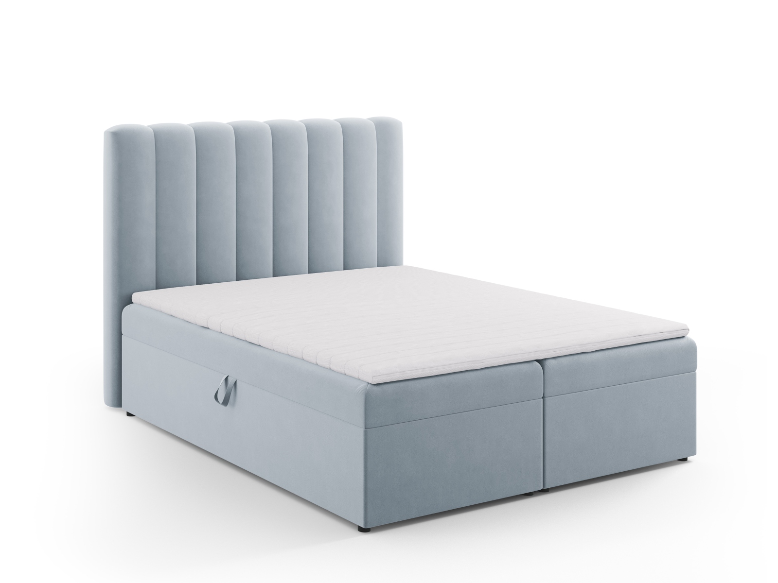 Blå Micadoni Kelp Boxspring Seng,sengegavl, Boxspringmadras, Topmadras Fløjl 210x160x125 - Micadoni Senge  - 5905389524497