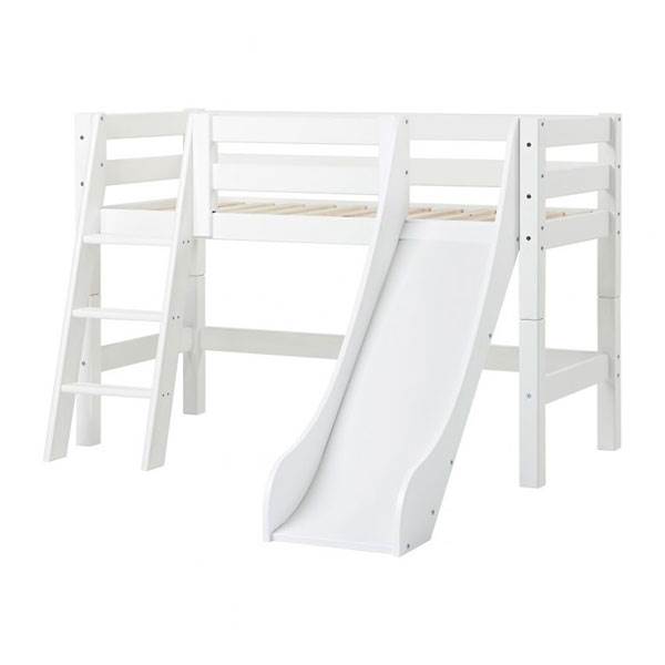 Hoppekids Eco Luxury Halvhøj Seng Med Rutsjebane Skrå Stige 70x160 - Hoppekids Senge  - 5706558026039