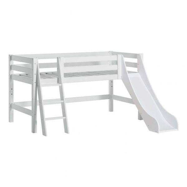 Hoppekids Eco Luxury Halvhøj Seng Med Rutsjebane Skrå Stige 90x200 - Hoppekids Senge  - 5706558025902