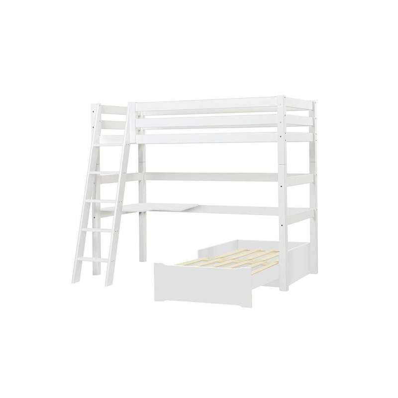 Hoppekids Eco Luxury Mega Seng . Lounge Modul Bordplade 90x200 . Skrå Stige Fleksibel Indlægsbund Hvid - Hoppekids Senge  - 5706558029054