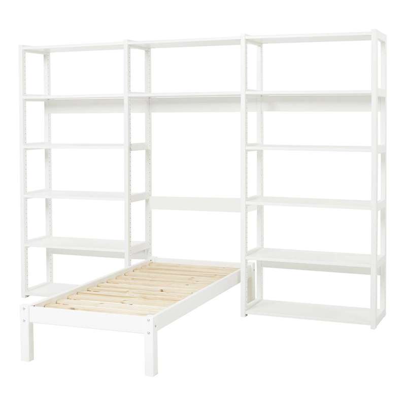 Hoppekids Storey Reol 3 Sektioner . 14 Hylder Seng Flere Størrelser Hvid - Hoppekids Senge  - 5706558036410
