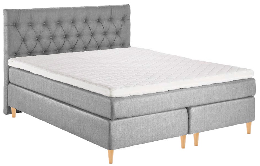 Livingbed Sov Bedre Kontinental Seng 180x200 Lysegrå Inkl. Latex Topmadras Stå Ben - Livingbed Senge