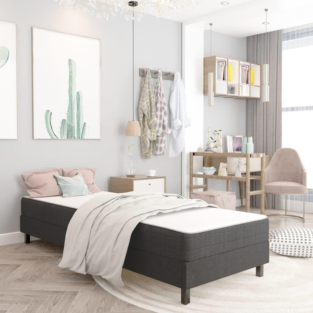 Grå Seng Med Madras 90x200 Stof Mørke - Boligcenter Senge  - 8720286015346