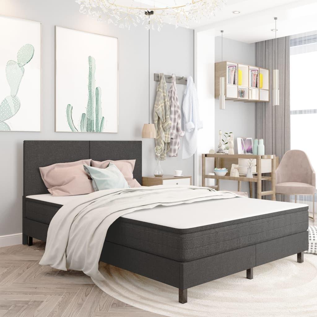 Grå Seng Med Madras 140x200 Stof Mørke - Boligcenter Senge  - 8720286019740