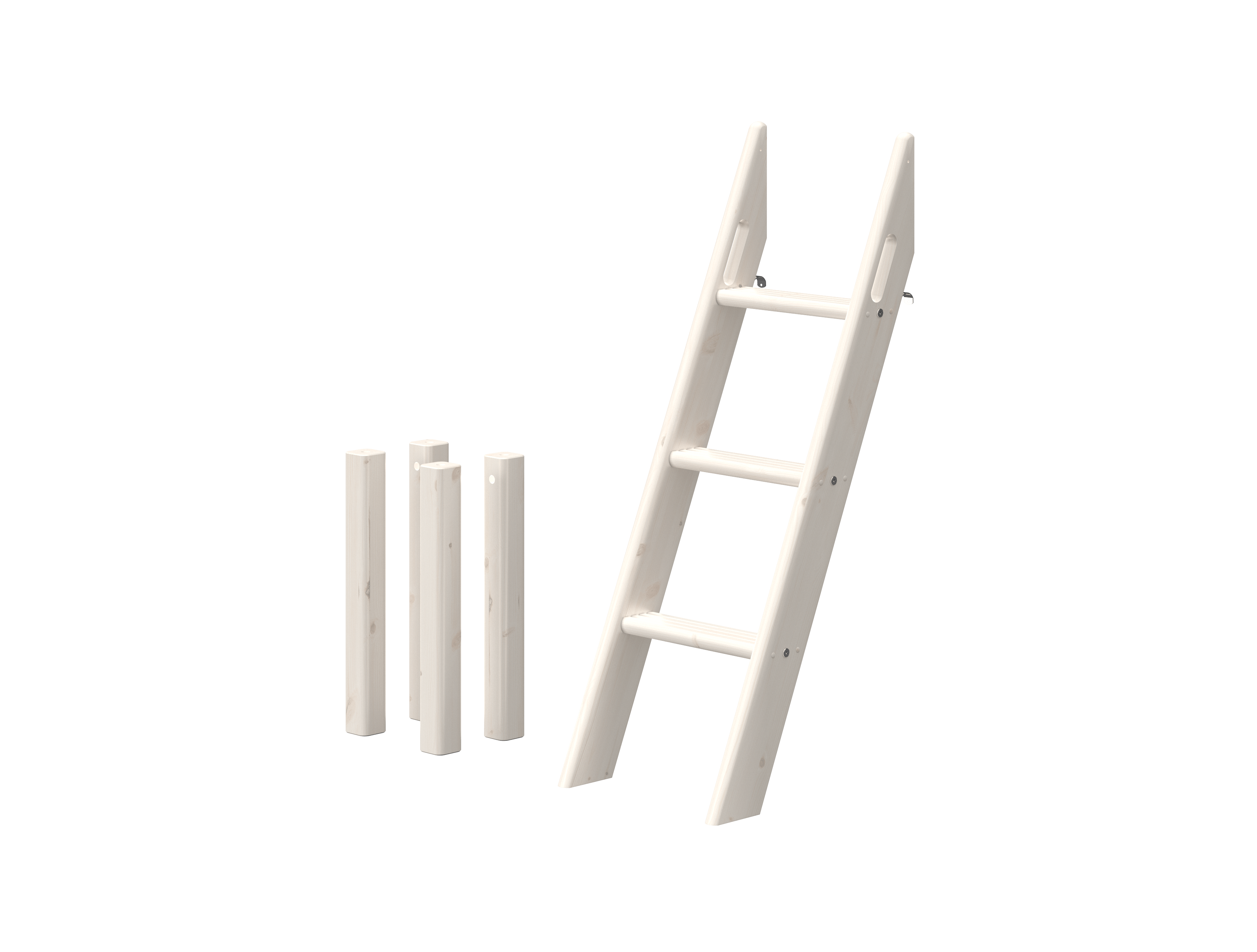Hvid Flexa Classic Skrå Stige Ben Til Halvhøj Seng 119 White Washed Pine - Flexa Senge  - 5706459066363