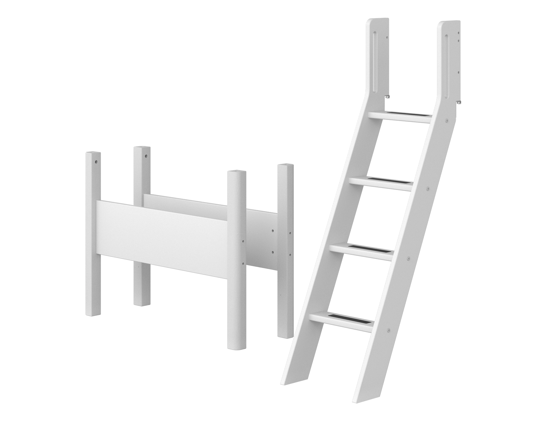 Hvid Flexa White Skrå Stige Ben Til Mellemhøj Seng 143 White - Flexa Senge  - 5706459073583