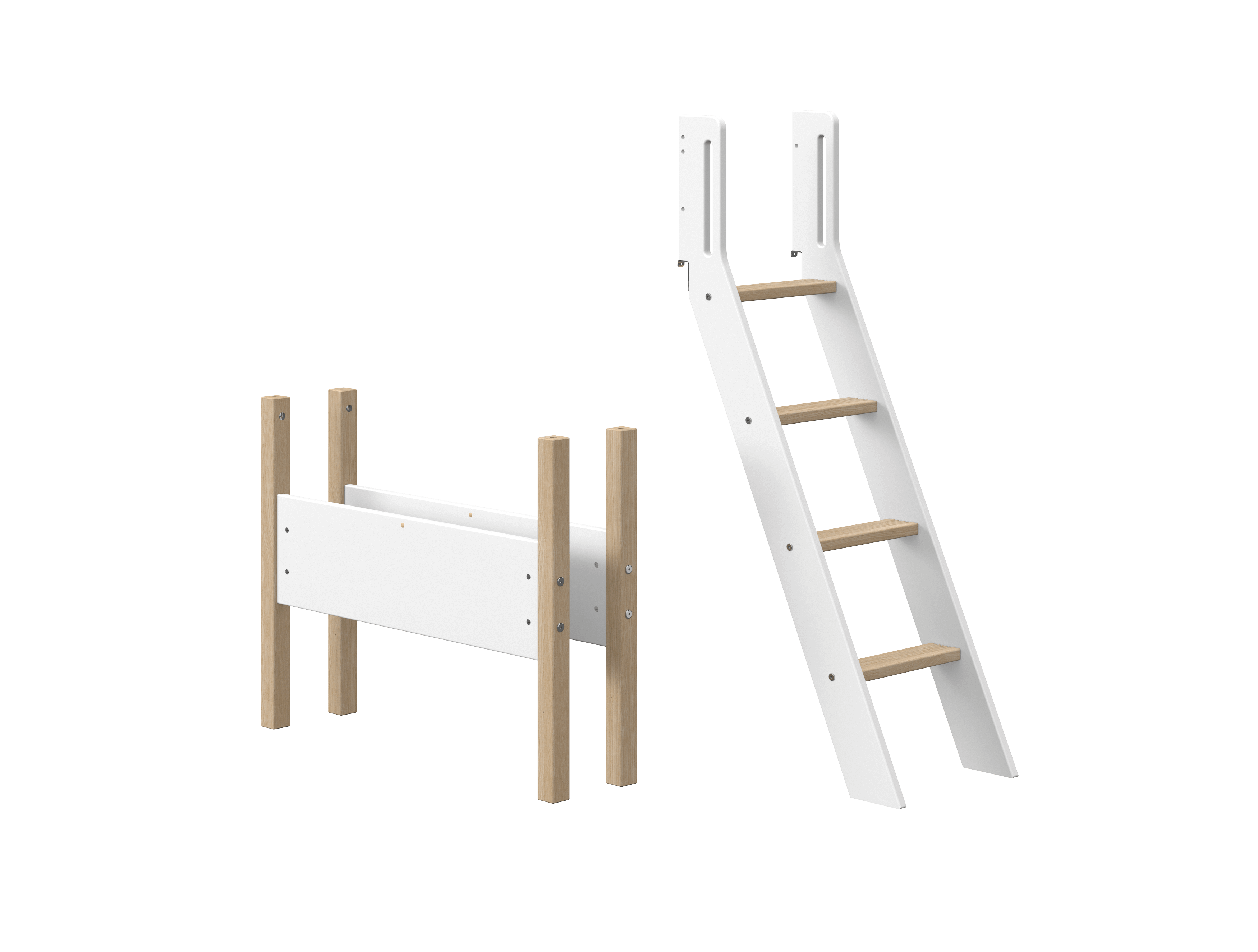 Hvid Flexa Nor Skrå Stige Ben Til Mellemhøj Seng 143 White Oak - Flexa Senge  - 5706459132334