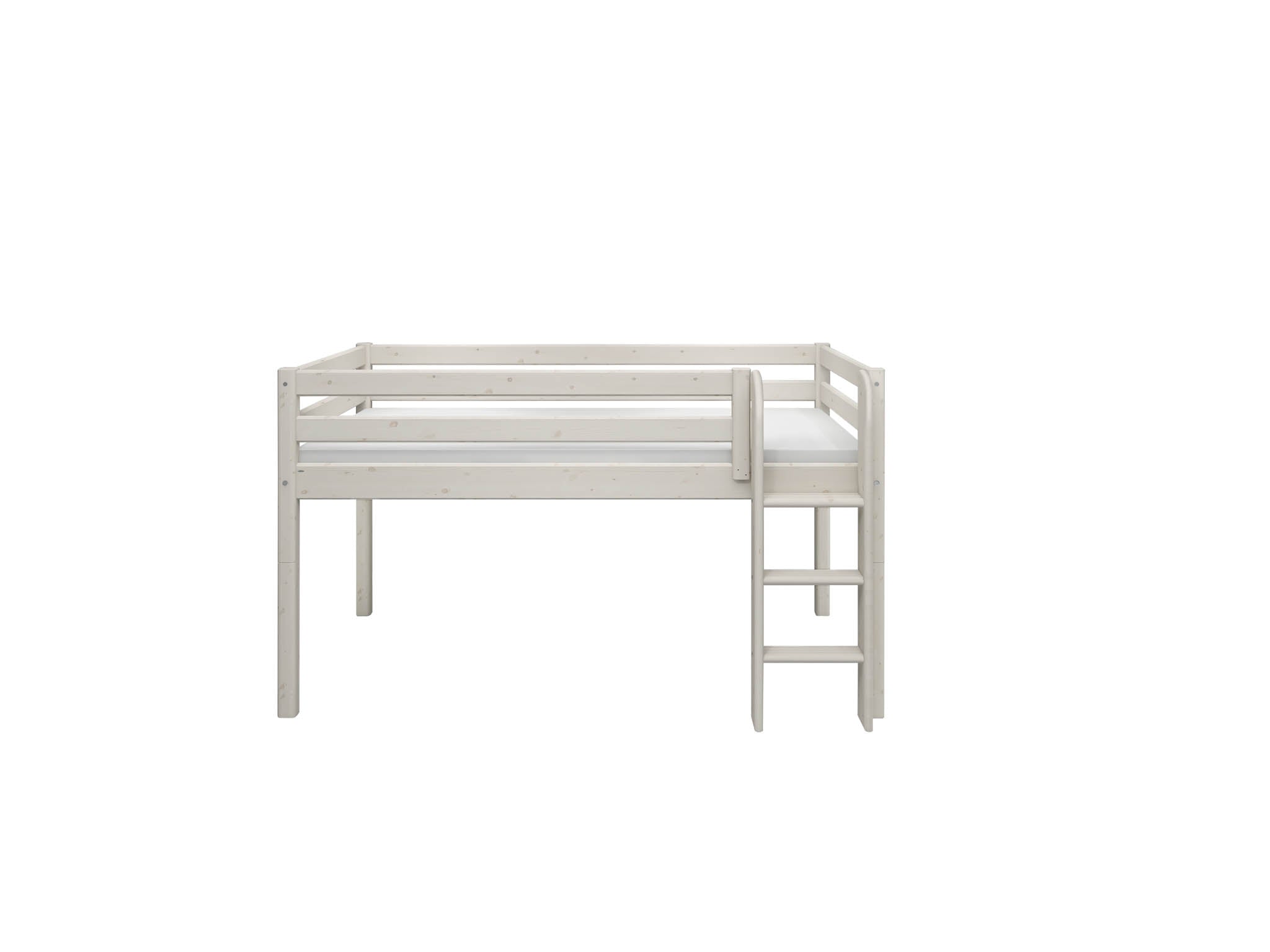 Grey Washed Pin Flexa Halvhøj Seng Med Lige Stige 210 120 110 E - Flexa Senge  - 5706459179094