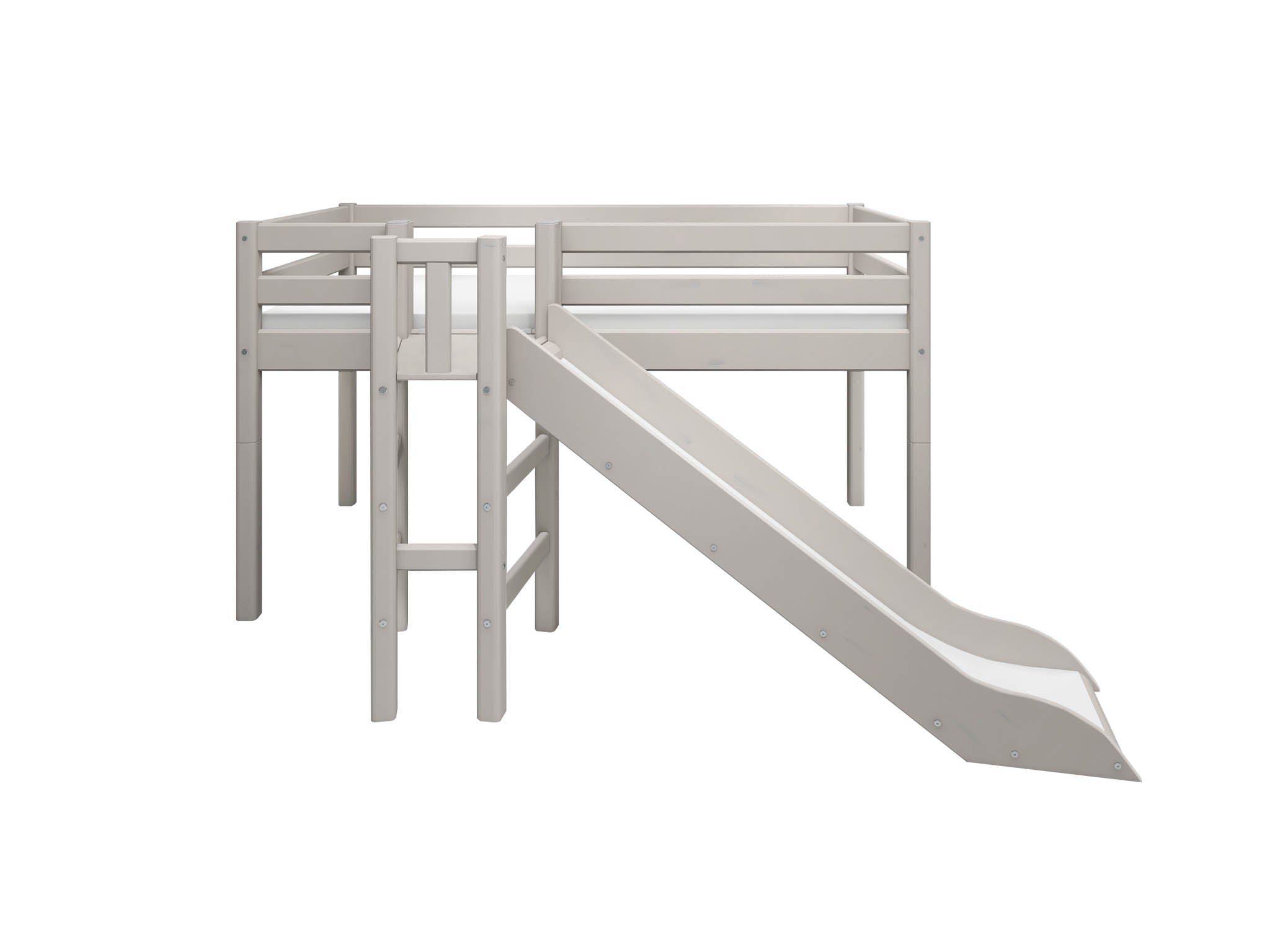 Grey Washed Pin Flexa Halvhøj Seng Med Platform 242 120 174 E - Flexa Senge  - 5706459124995