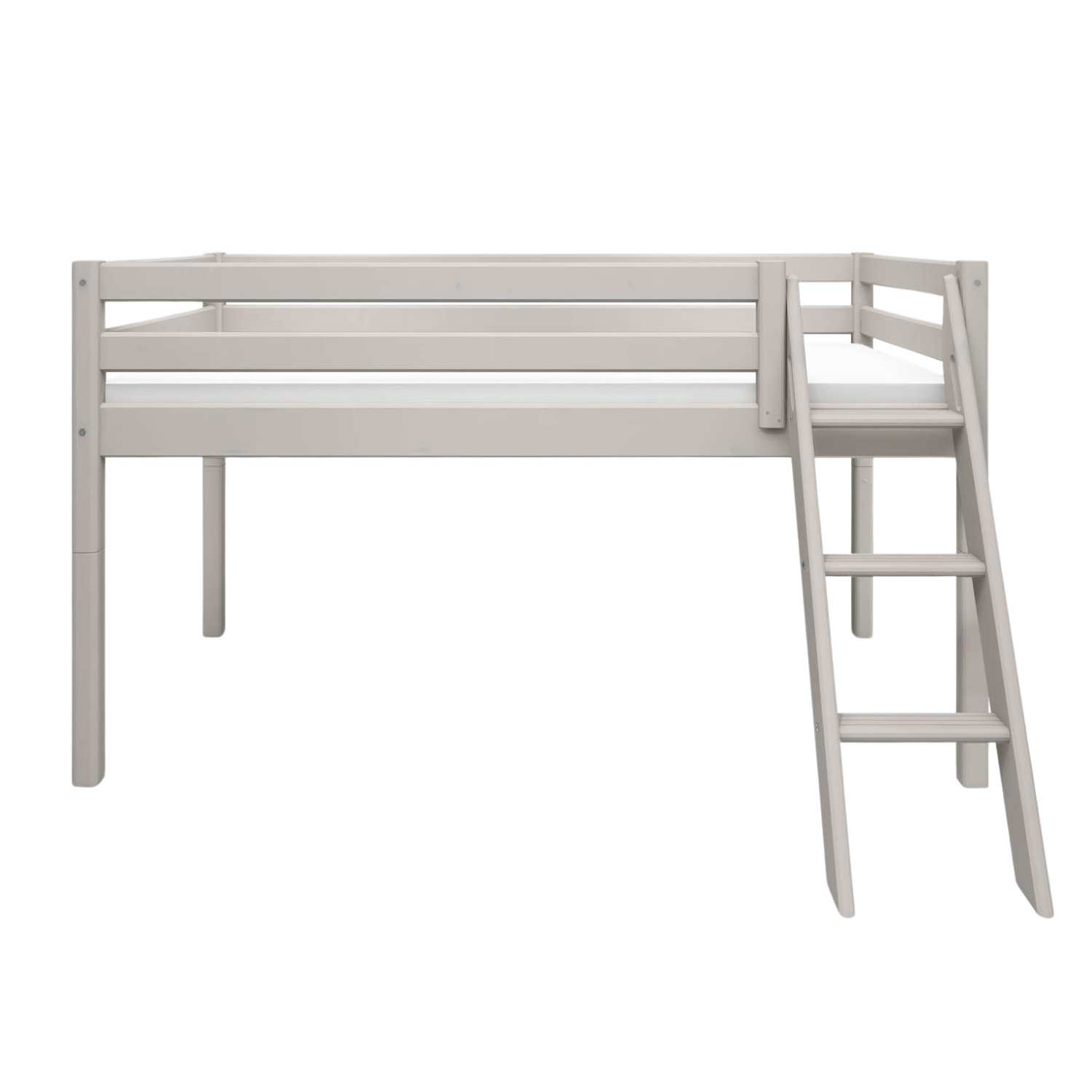 Grey Washed Pin Flexa Halvhøj Seng Med Skrå Stige 210 120 149 E - Flexa Senge  - 5706459127804